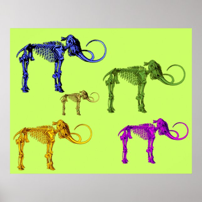 Multi Colored Mammoth Skeletons Poster (Front)
