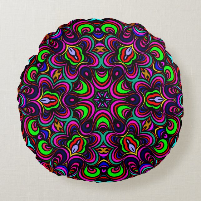 Multi colored mandala pattern Round Pillow (Front)