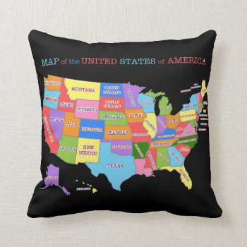 Multi-colored Map Of The United States Throw Pillow by judgeart at Zazzle