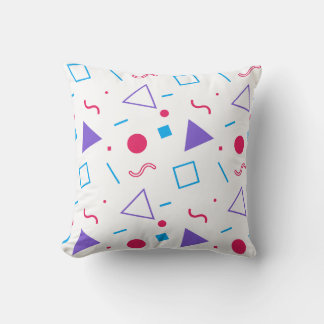 Multi Colored Memphis Pattern White Classic Throw Pillow