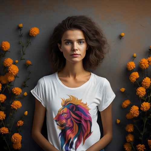 Multi Colored Modern Digital art lion sunset T_Shirt