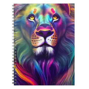 Multi Colored Modern Digital Art Majestic Lion Notebook