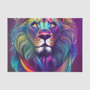 Multi Colored Modern Digital Art Majestic Lion Tissue Paper