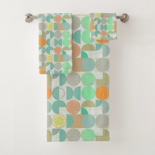 Multi-colored modern geometric  bath towel set