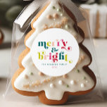 Multi Colored Modern Merry &amp; Bright Christmas Classic Round Sticker