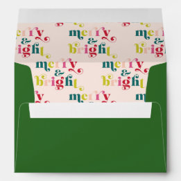 Multi Colored Modern Merry & Bright Christmas Envelope
