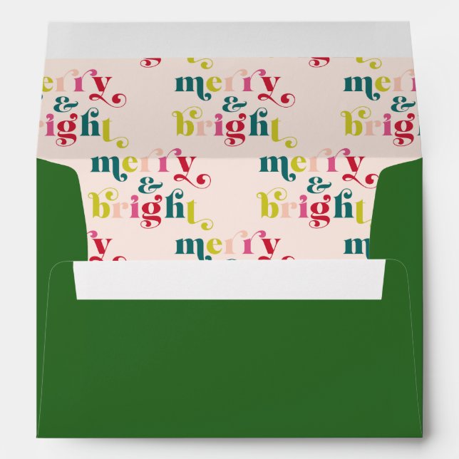 Multi Colored Modern Merry & Bright Christmas Envelope (Back (Bottom))