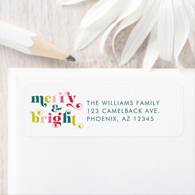 Multi Colored Modern Merry & Bright Christmas Label (Insitu)