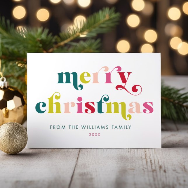Multi Colored Modern Merry Christmas  Holiday Card (Multi Colored Modern Merry Christmas Holiday Card)