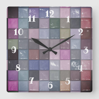 Multi-colored Mosaic Squares Square Wall Clock