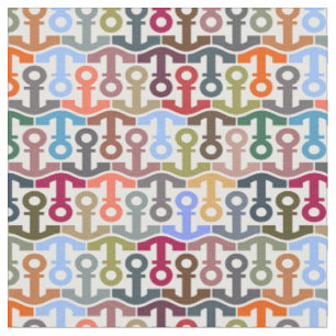Multi Colored Nautical Anchor Pattern Fabric
