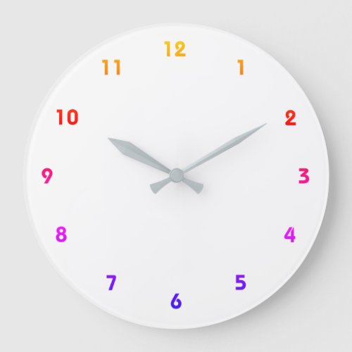 Multi_Colored Numbered Clock Face Wall Clock
