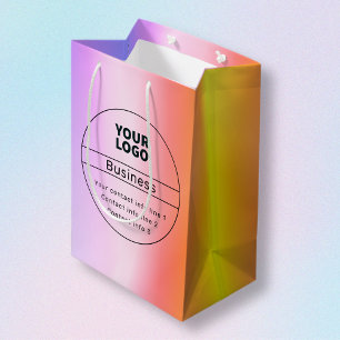 Multi-colored Ombre & Business/Brand Contact info Medium Gift Bag