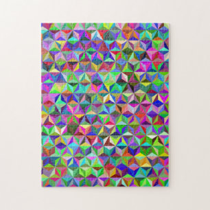 Multi Colored optical illusion geometric shapes Jigsaw Puzzle