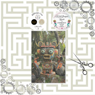 Multi colored orange green robot decoupage tissue paper