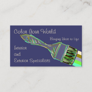 Multi Colored Paint Brush and Paint Business Card