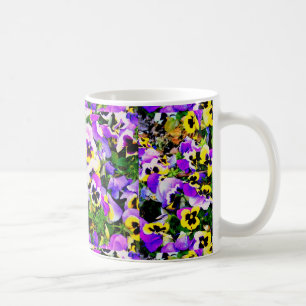 multi-colored pansy flowers coffee mug