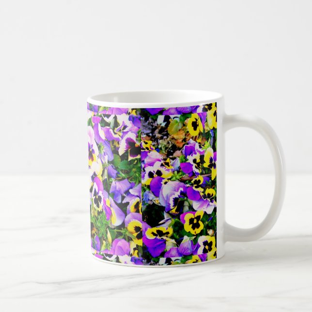multi-colored pansy flowers coffee mug (Right)