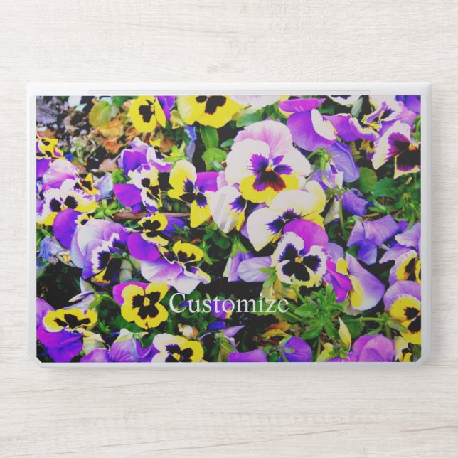 Multi-colored pansy flowers HP laptop skin (Front)