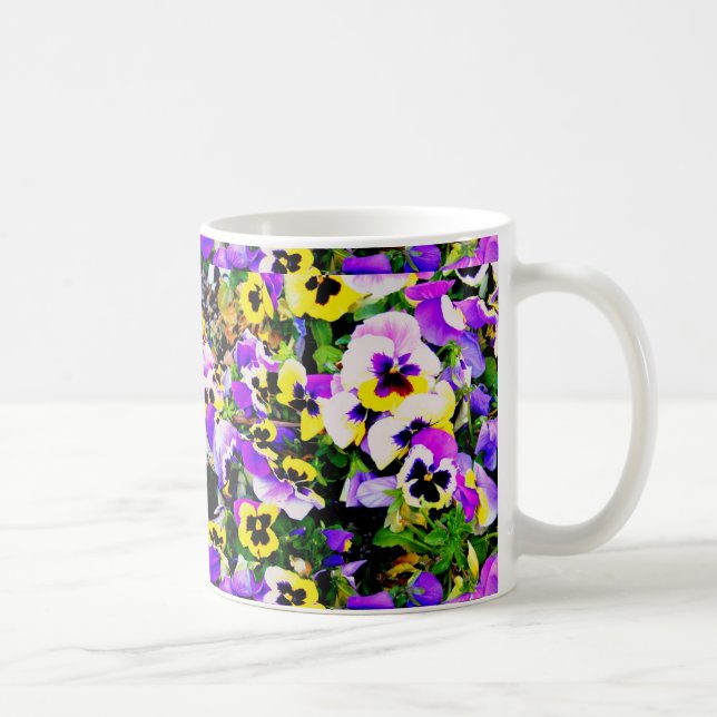 multi-colored pansy flowers mug (Right)