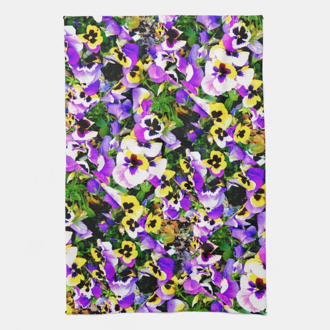 multi-colored pansy flowers towel (Vertical)