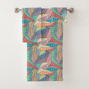 Multi-Colored Patterned Bath Towel Set