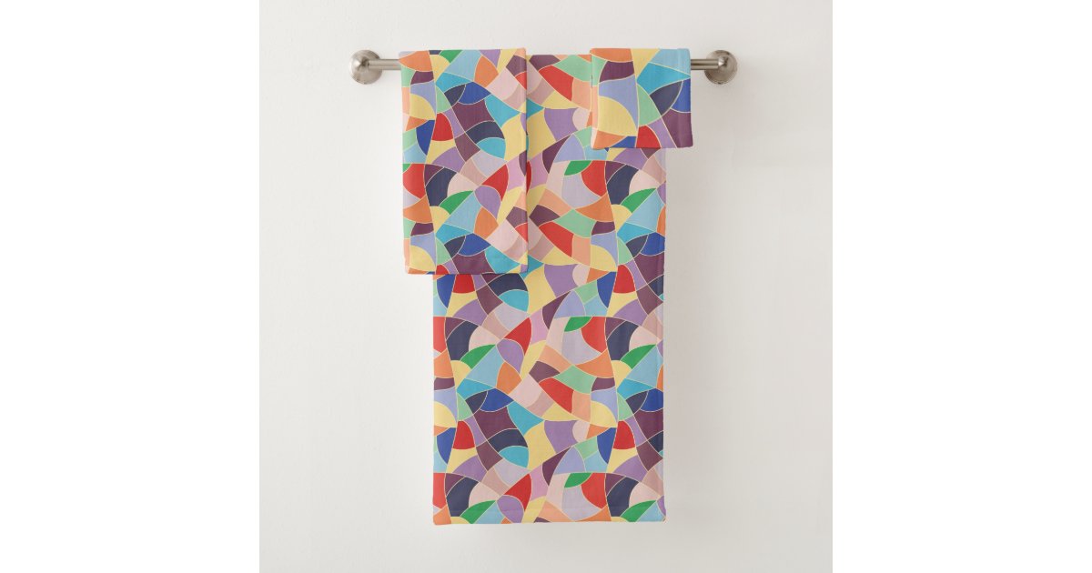 MultiColored Patterned Bath Towel Set Zazzle