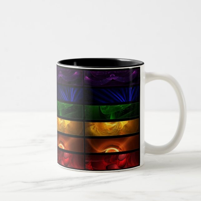 Multi-colored patterned Two-Tone coffee mug (Right)