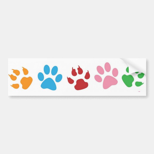 Multi-Colored Paw Prints Bumper Sticker (Front)