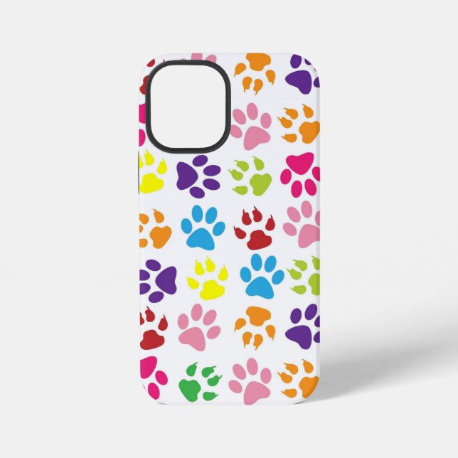 Multi-Colored Paw Prints Iphone Case (Back)
