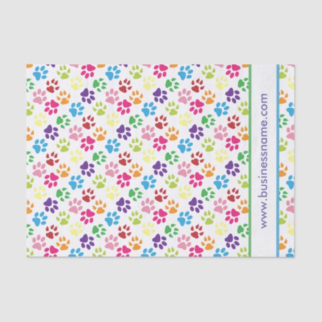 Multi-Colored Paw Prints Tissue Paper (Front)