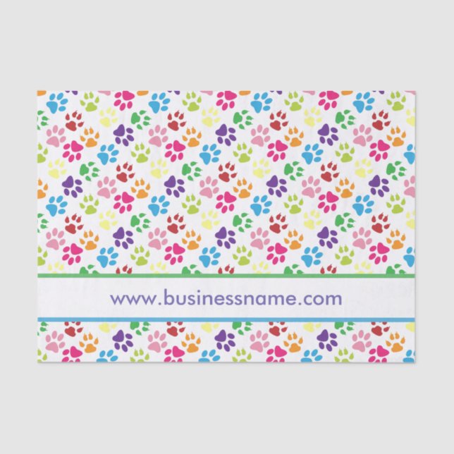 Multi-Colored Paw Prints Tissue Paper (Front)