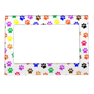 Multi-Colored Paws Print Pattern Magnetic Frame