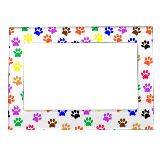 Multi-Colored Paws Print Pattern Magnetic Frame