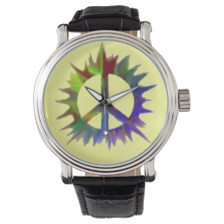 multi colored peace symbol watch