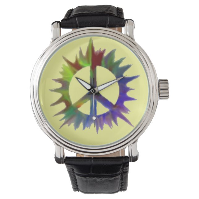 multi colored peace symbol watch (Front)