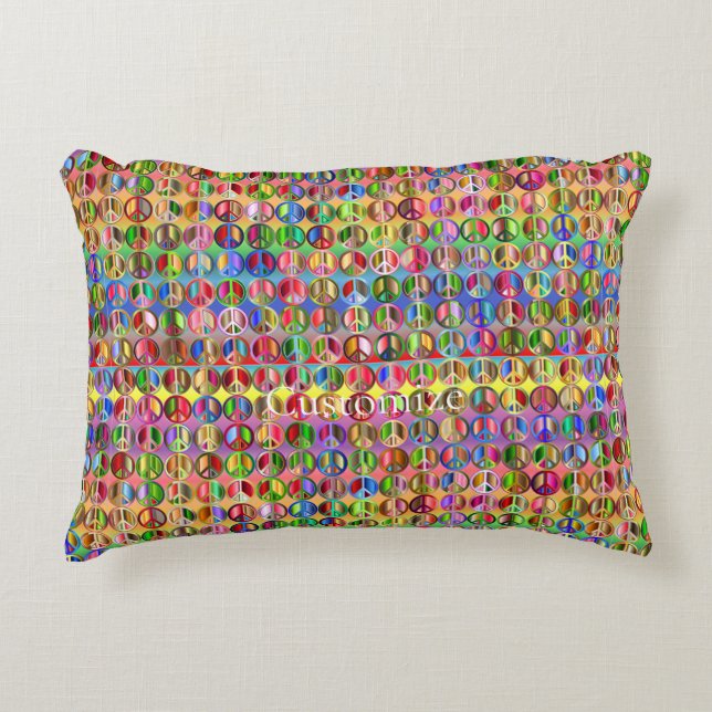 multi-colored peace symbols pattern accent pillow (Front)