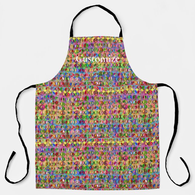 multi-colored peace symbols pattern apron (Front)
