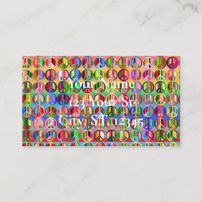 multi-colored peace symbols pattern business card (Front)
