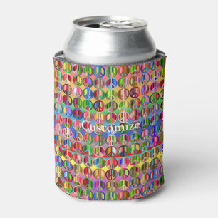 multi-colored peace symbols pattern can cooler
