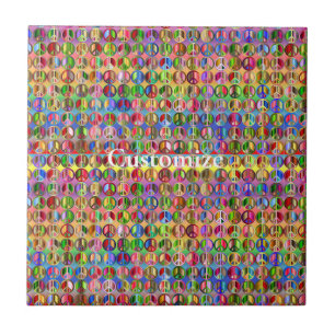 multi-colored peace symbols pattern ceramic tile