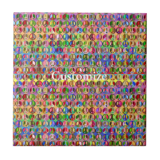 multi-colored peace symbols pattern ceramic tile (Front)