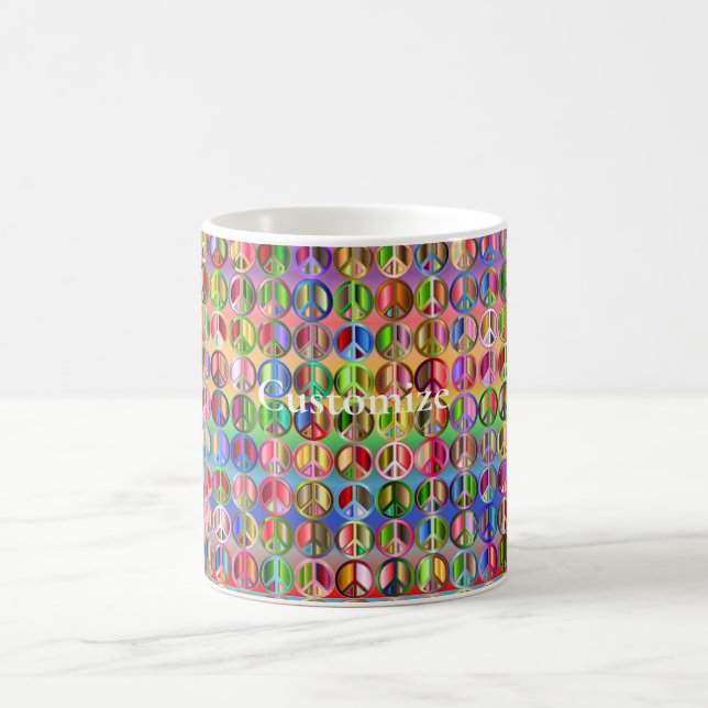 multi-colored peace symbols pattern coffee mug (Center)