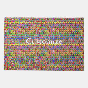 multi-colored peace symbols pattern doormat
