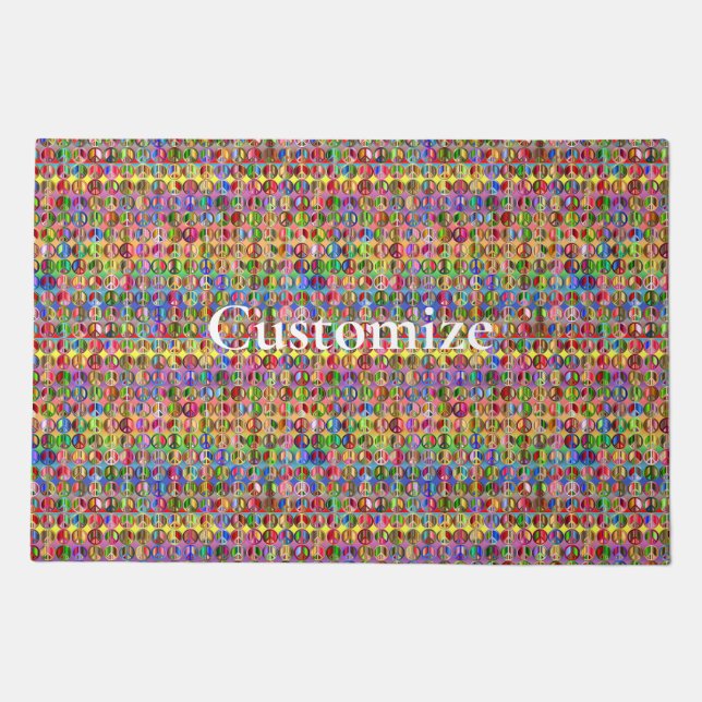 multi-colored peace symbols pattern doormat (Front)