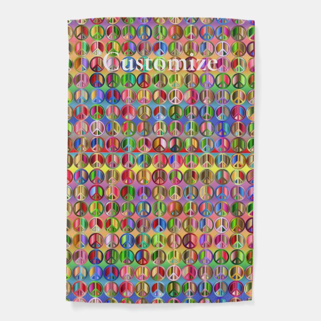 multi-colored peace symbols pattern garden flag (Front)