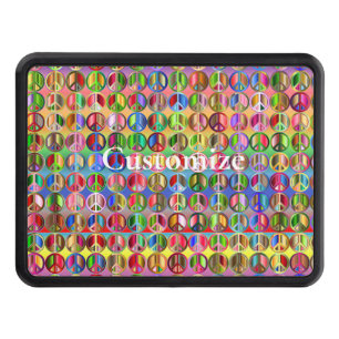 multi-colored peace symbols pattern hitch cover