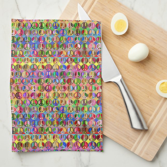 multi-colored peace symbols pattern kitchen towel (Quarter Fold)