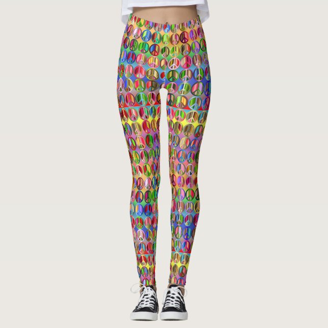 multi-colored peace symbols pattern leggings (Front)
