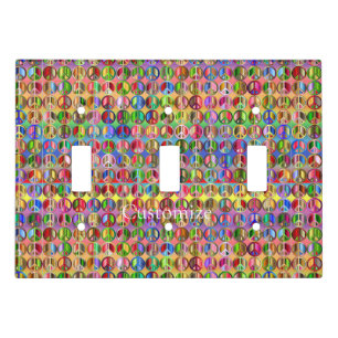 multi-colored peace symbols pattern light switch cover